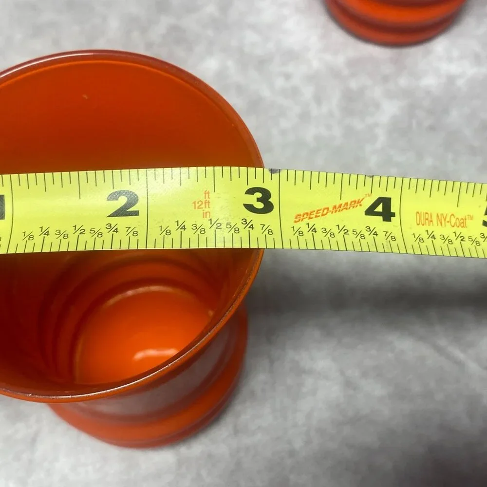 Vintage Anchor Hocking Tilt Ball Orange Ceramic Pitcher Jug  & Tumblers Set - Picture 11 of 15